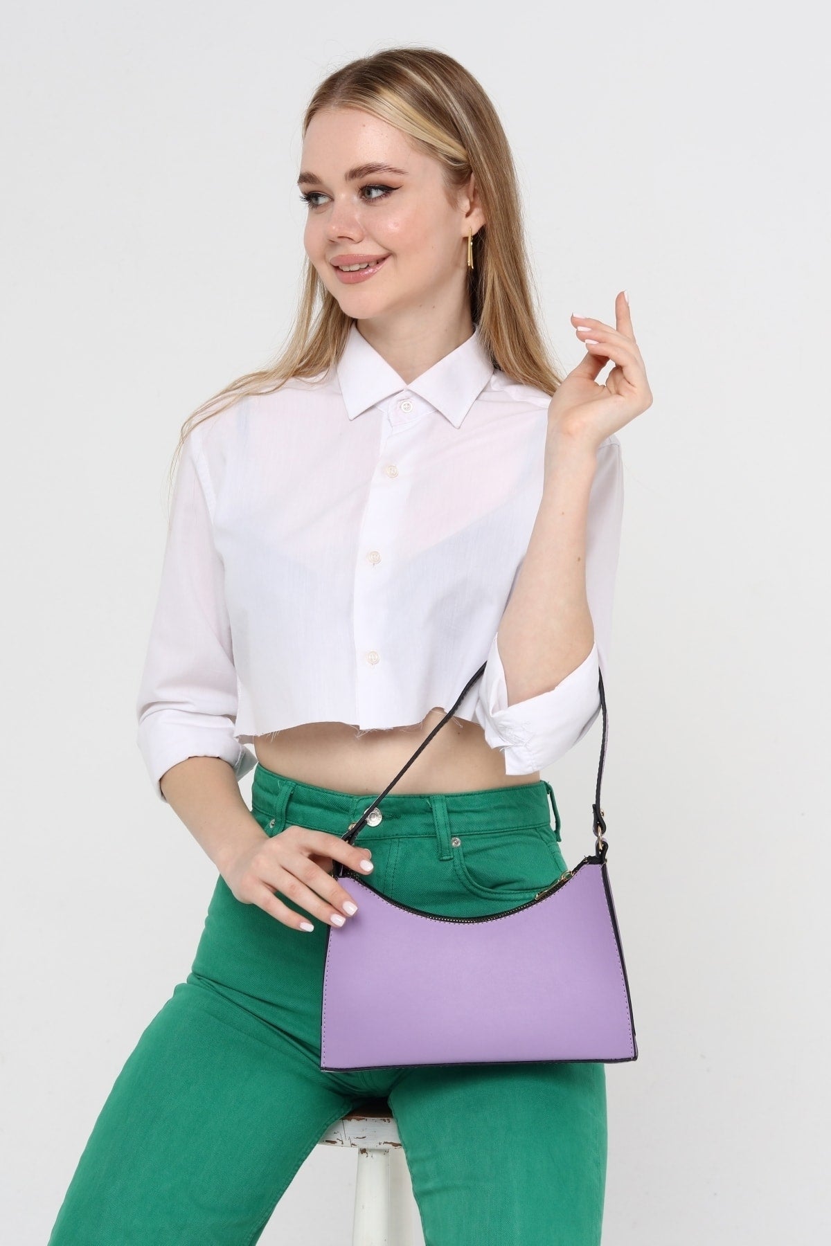 Lilac Baguette Baguette Hand And Shoulder Bag Gc009020