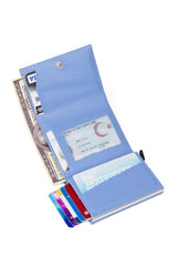 Women's Leather Aluminum Mechanism Sled Card Holder Wallet with Paper Money Compartment (7,5X10CM)