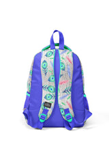 Kids Silver Lavender Peacock Pattern Three Compartment School Backpack 23488