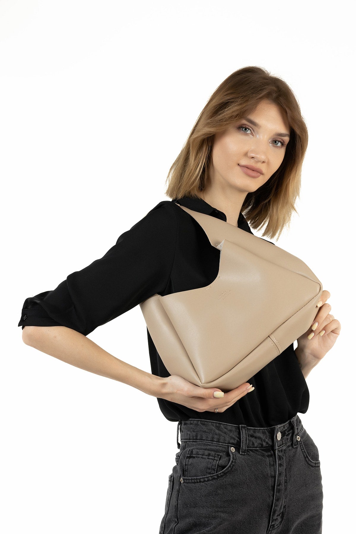 Mink Shk19 Zippered Interior Compartment Wallet Faux Leather Women'S Hand And Shoulder Bag E:33 L:15 W:10 Cm