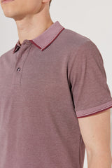  Мужская безусадочная хлопчатобумажная ткань Slim Fit Slim Fit бордово-красная футболка с воротником-поло с защитой от перекатывания