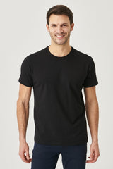  Мужская черная облегающая футболка с круглым вырезом и короткими рукавами из 100% хлопка черного цвета