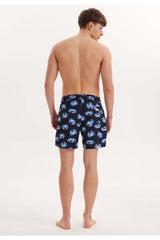 Men's Navy/Blue Printed Marine Shorts Wmpattern Swımshorts