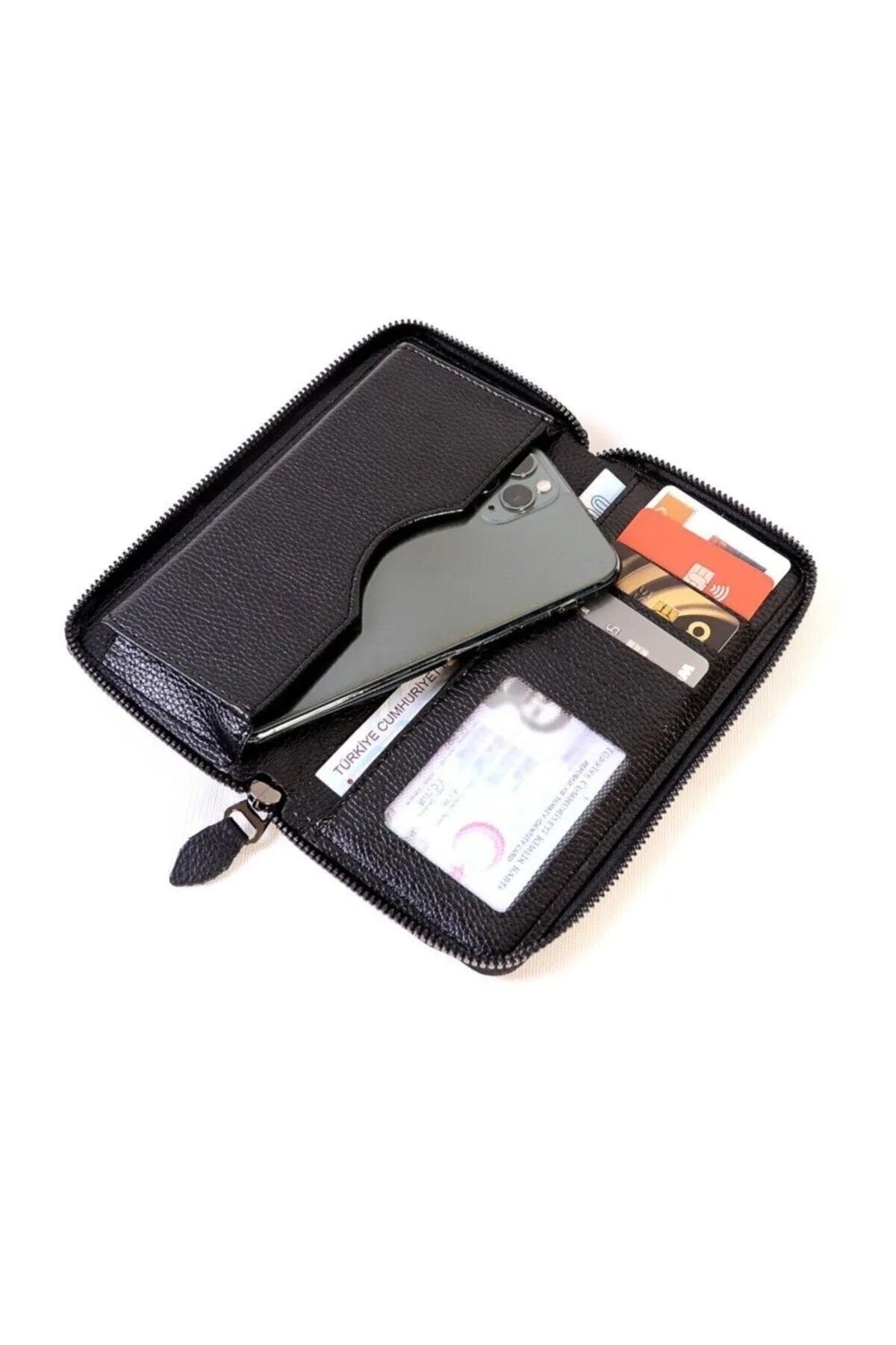 Unisex Vegan Leather Card Holder Wallet with Phone Compartment Xclub Model