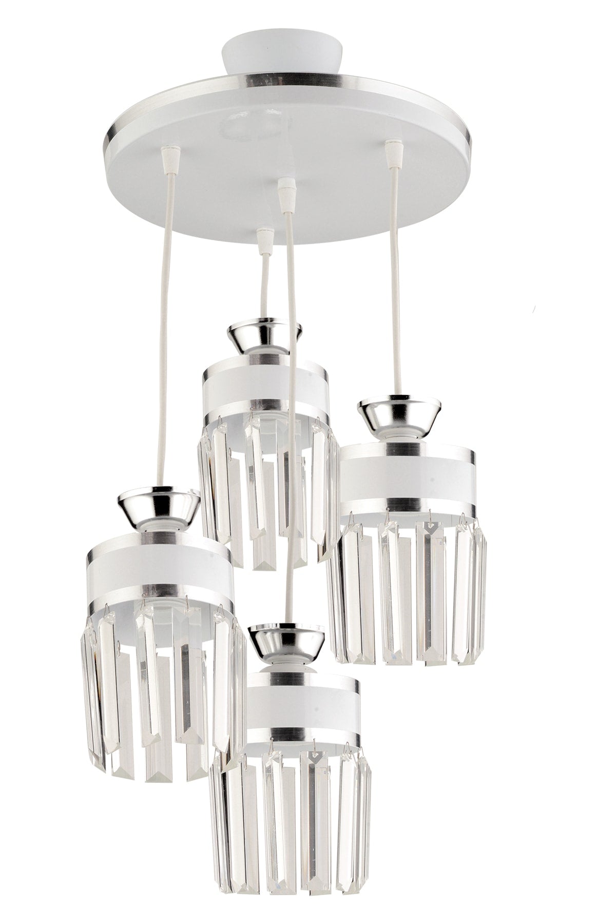 September 4 Piece White Chrome Gilded Pendant Lamp Crystal Stone Tray Modern Luxury Chandelier