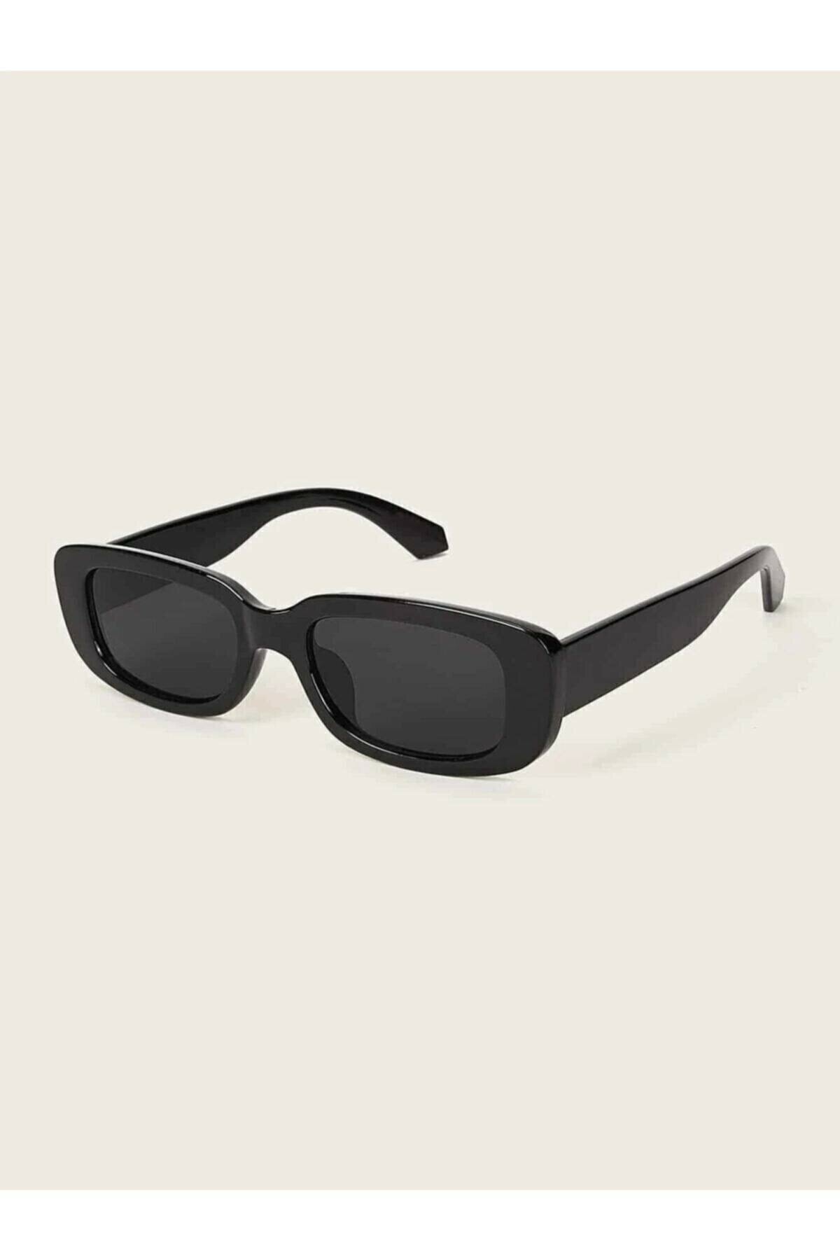 Unisex Black Square Rectangle Vintage-retro Sunglasses