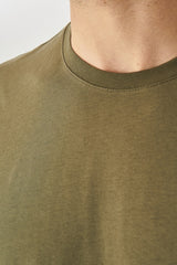  Мужская футболка цвета хаки из 100% хлопка Slim Fit Slim Fit с круглым вырезом и короткими рукавами