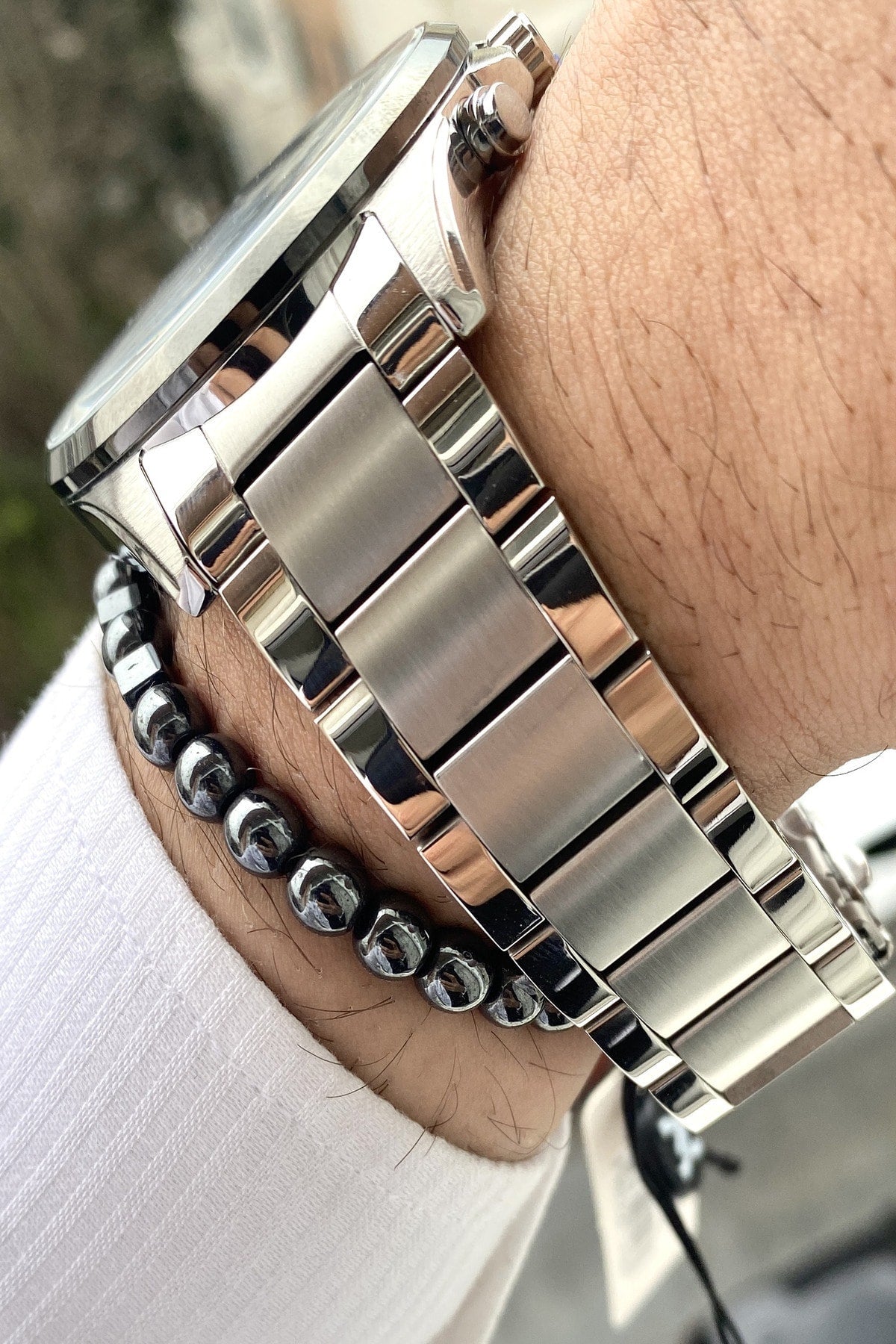 Stainless Steel Band Men'S Wristwatch