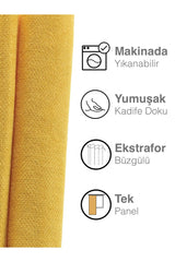 Velvet Textured Indian Yellow Island Backdrop Curtain Extraforward Pleated - Swordslife