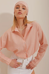 Women's Orange Striped Oversize Shirt ALC-X10232 - Swordslife