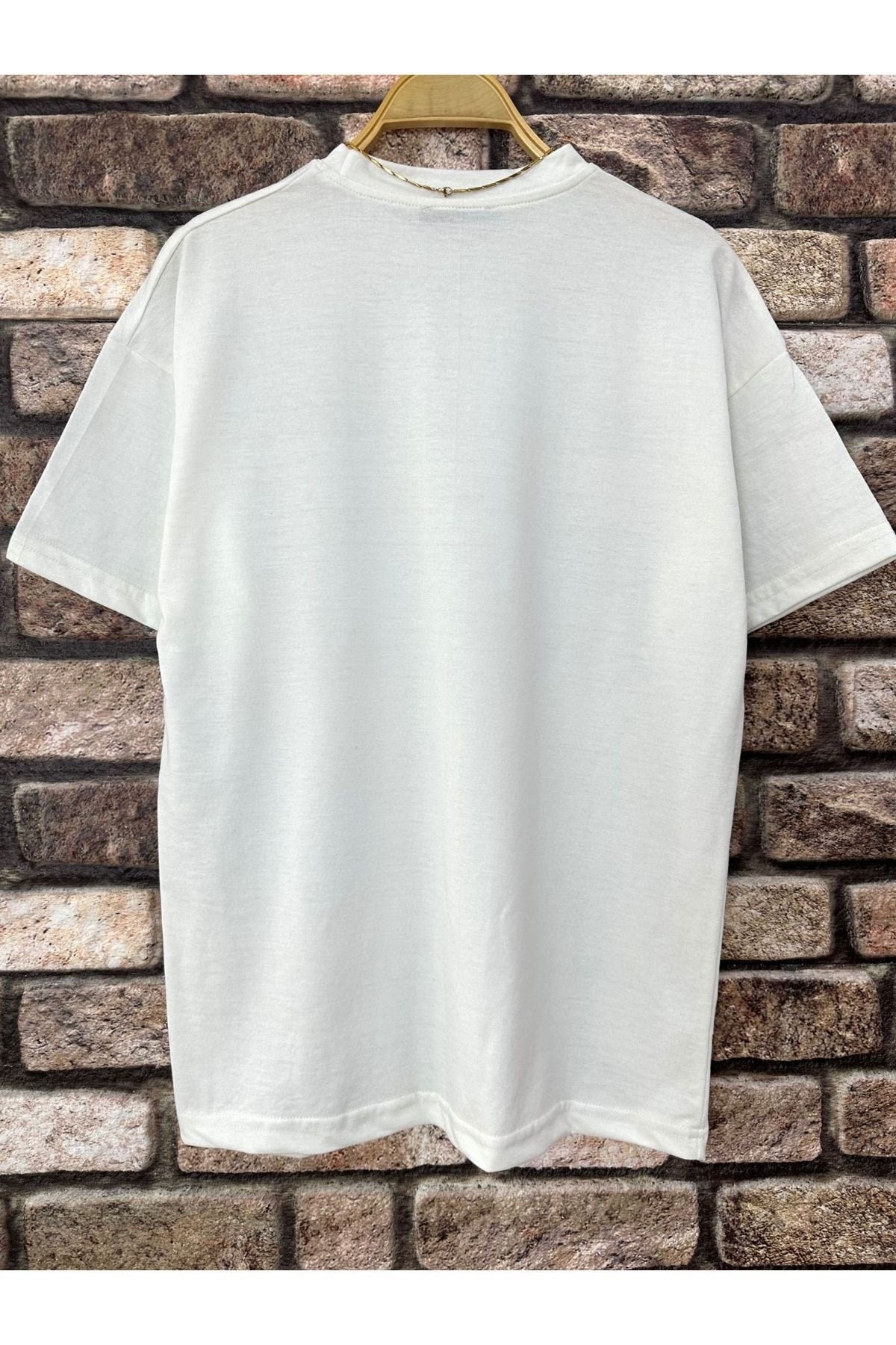Men'S White Believe Printed Oversize T-Shirt