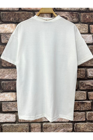 Men'S White Believe Printed Oversize T-Shirt