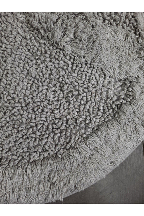Daisy Gray Natural Cotton Bath Mat 100x100 Cm One Piece Tufting Woven Mat - Swordslife