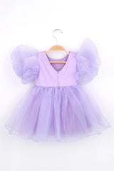 Lilac Crowned Organza Girl's Party Dress - Carlene