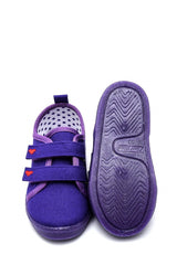 Double Velcro Heart Kids Linen Sneakers-purple-f-499