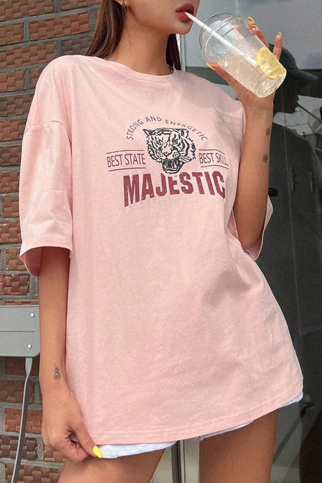 Women's Pink Majestic Printed Oversize T-shirt - Swordslife