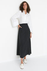 Black Polka Dot Patterned Bell Woven Skirt TCTSS22EE0006 - Swordslife