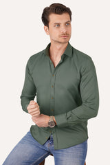  Приталенная мужская рубашка Cactus Green Brown на пуговицах с коробкой