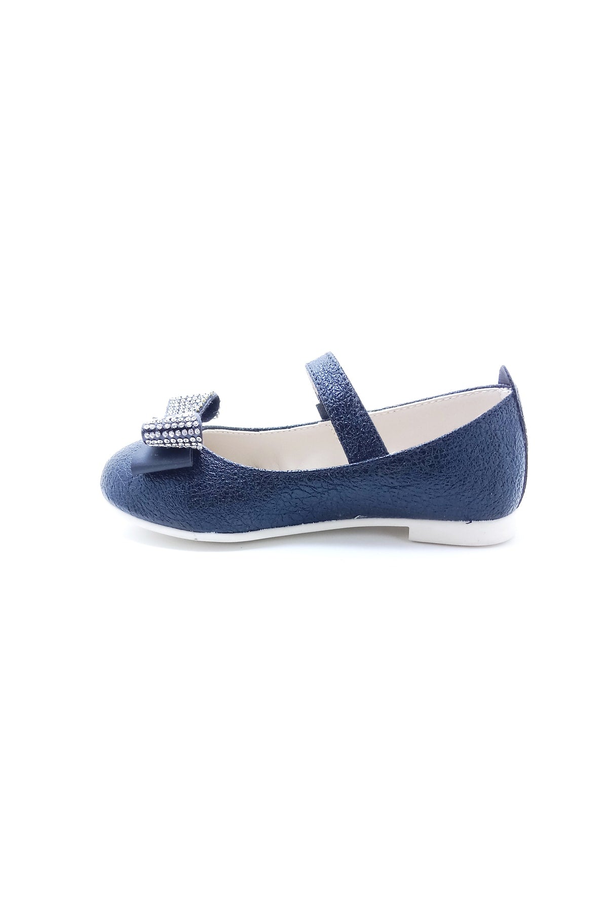 Girl'S Stone Bow Black Orthopedic Flats