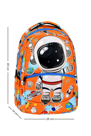 3er-Pack Grundschul-Schulranzen mit Astronauten-Muster, mit Essen und Stiftehalter für Jungen