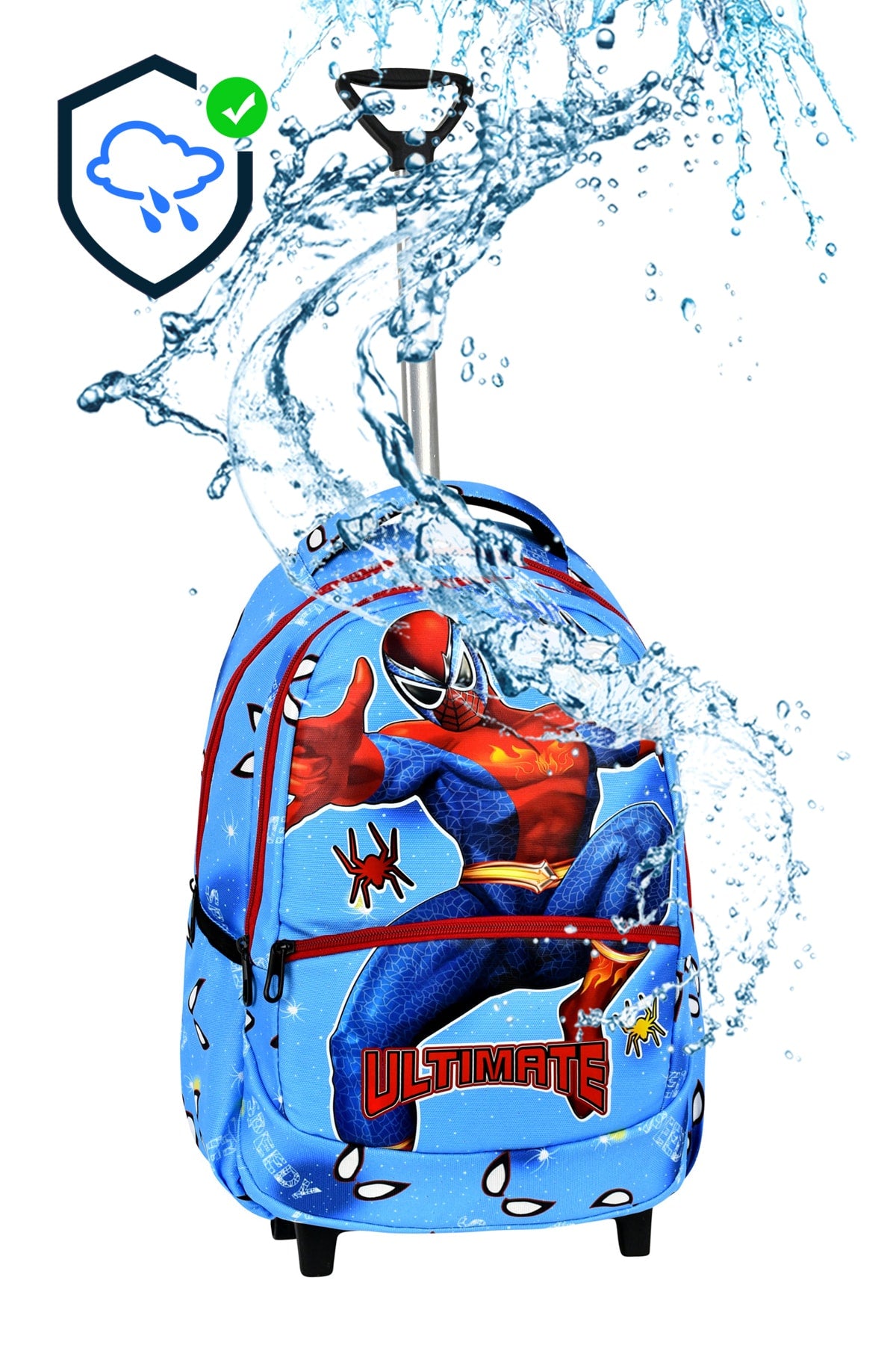 3 Pcs School Set with Squeegee, Spiderman Pattern Primary School Bag Lunch Box Pen Holder