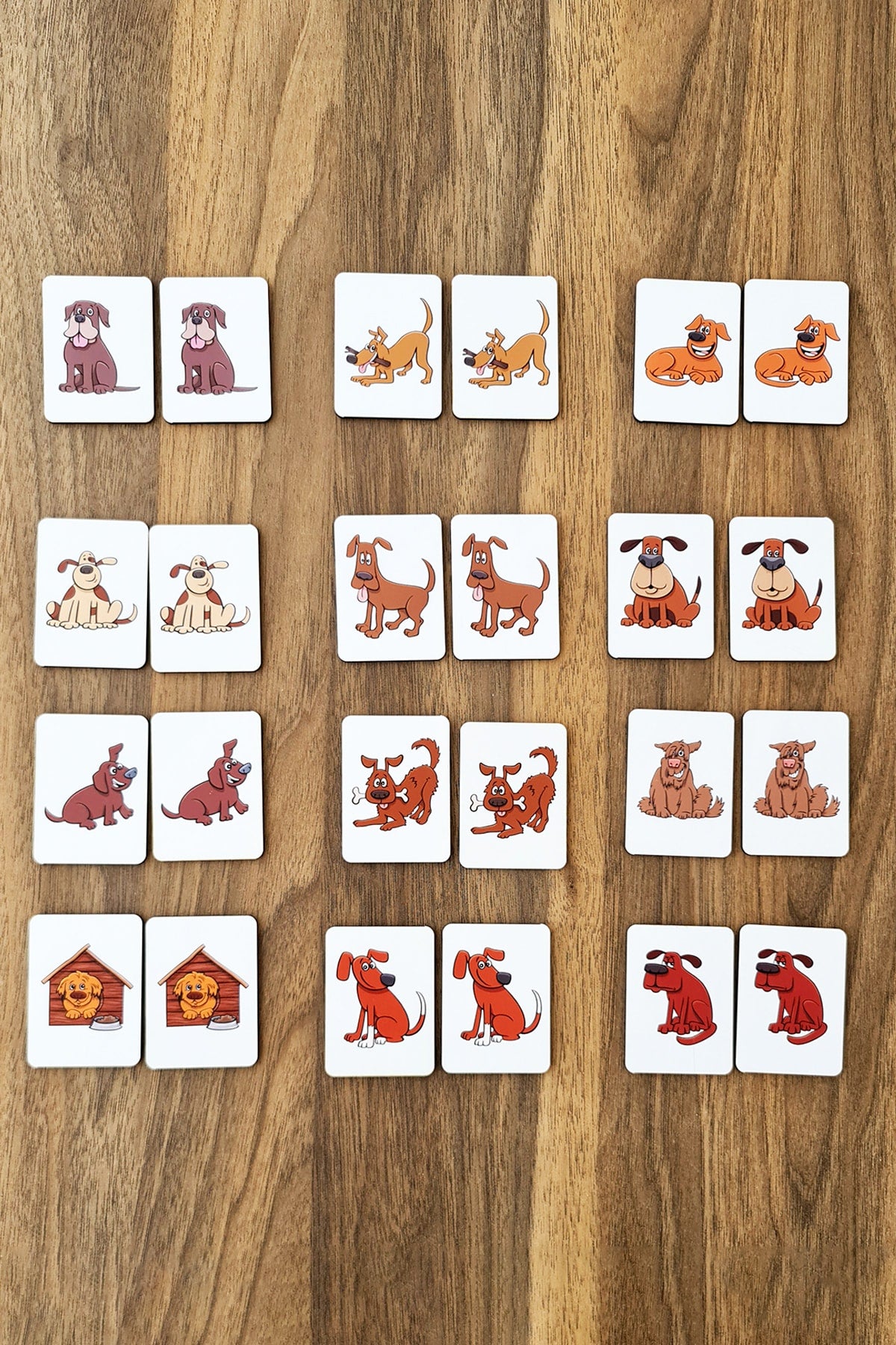 Hölzerne Hunde Brain Teaser Karten Matching Game Vorschule pädagogisches Material