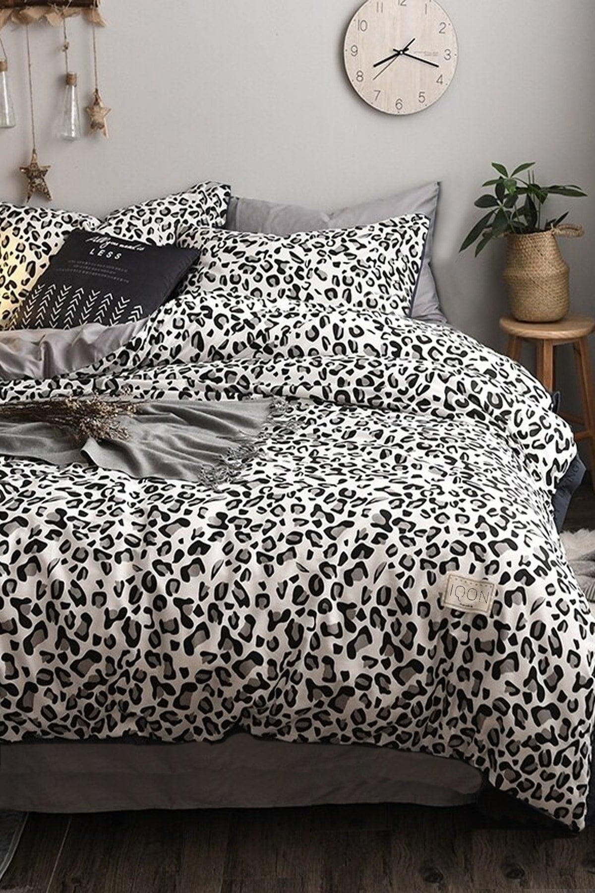 Elastic Linen Duvet Cover Set Double Leopard Premium Cotton 64s - Swordslife