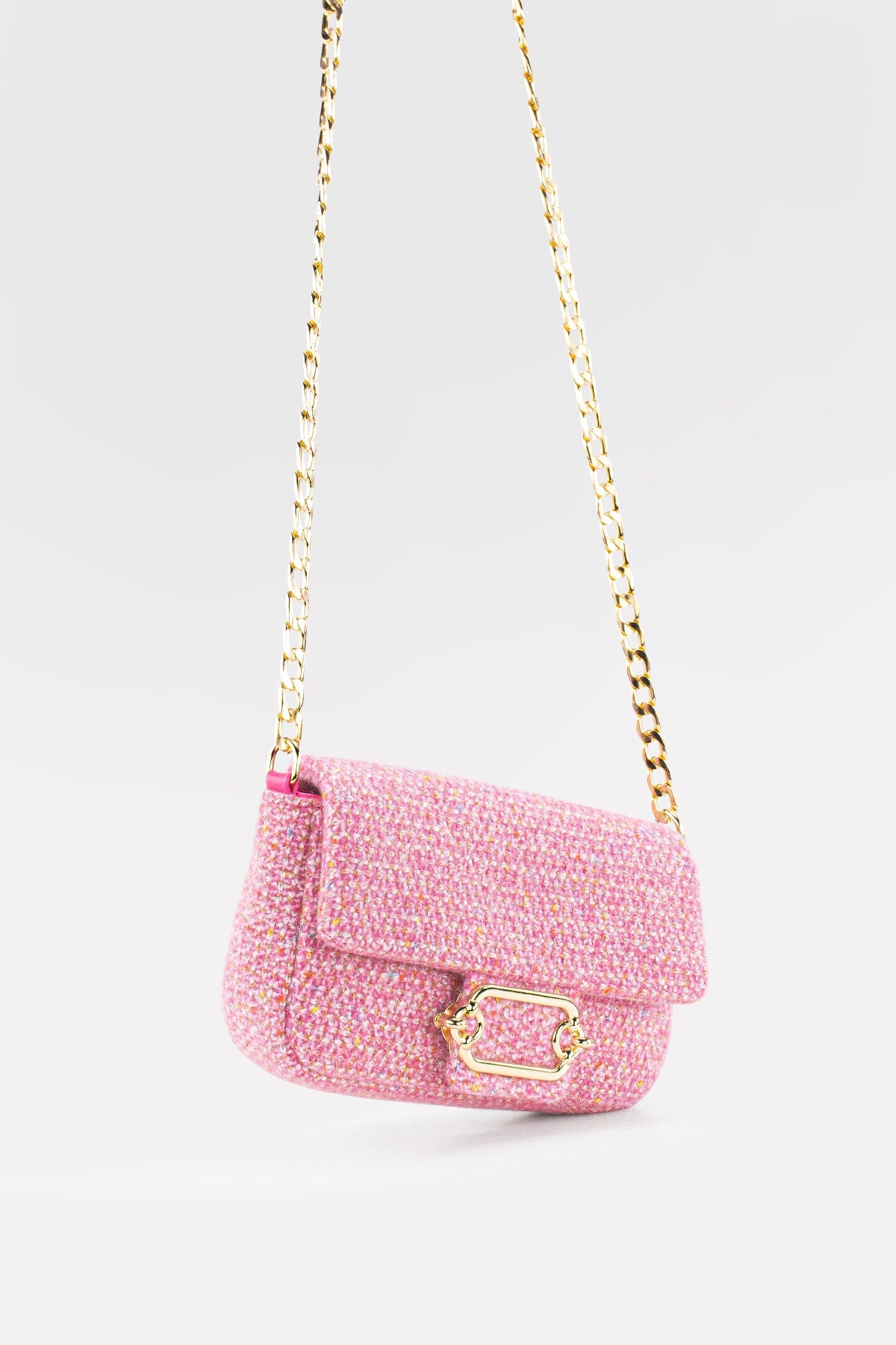 Damen Tweed Pink Kette Magnetverschluss Umhängetasche 225