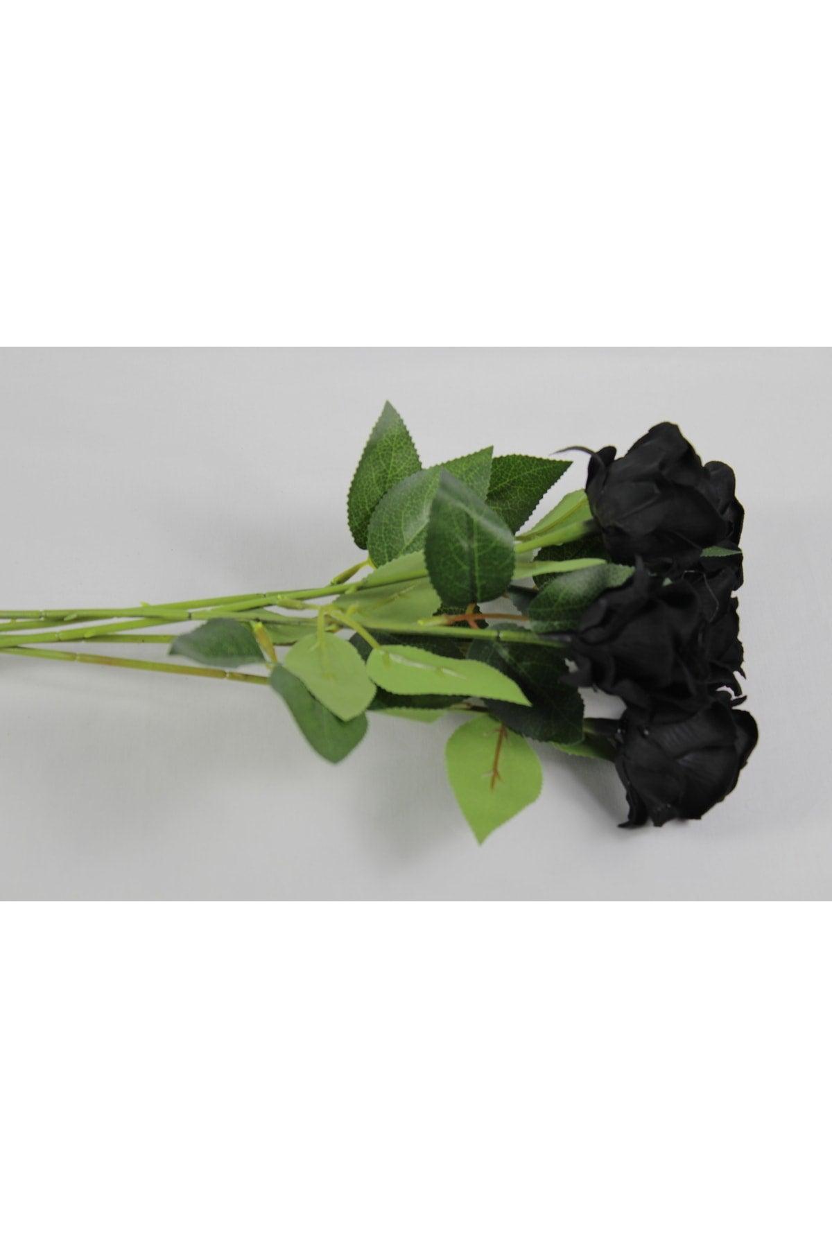 Special Black Artificial Rose 5 Pieces 50 Cm - Swordslife