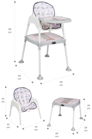 Baby Feeding 3In1 Desk Highchair Pink Elephant