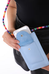 Blue Color Colorful Shoulder Strap Cell Phone Bag Card Holder