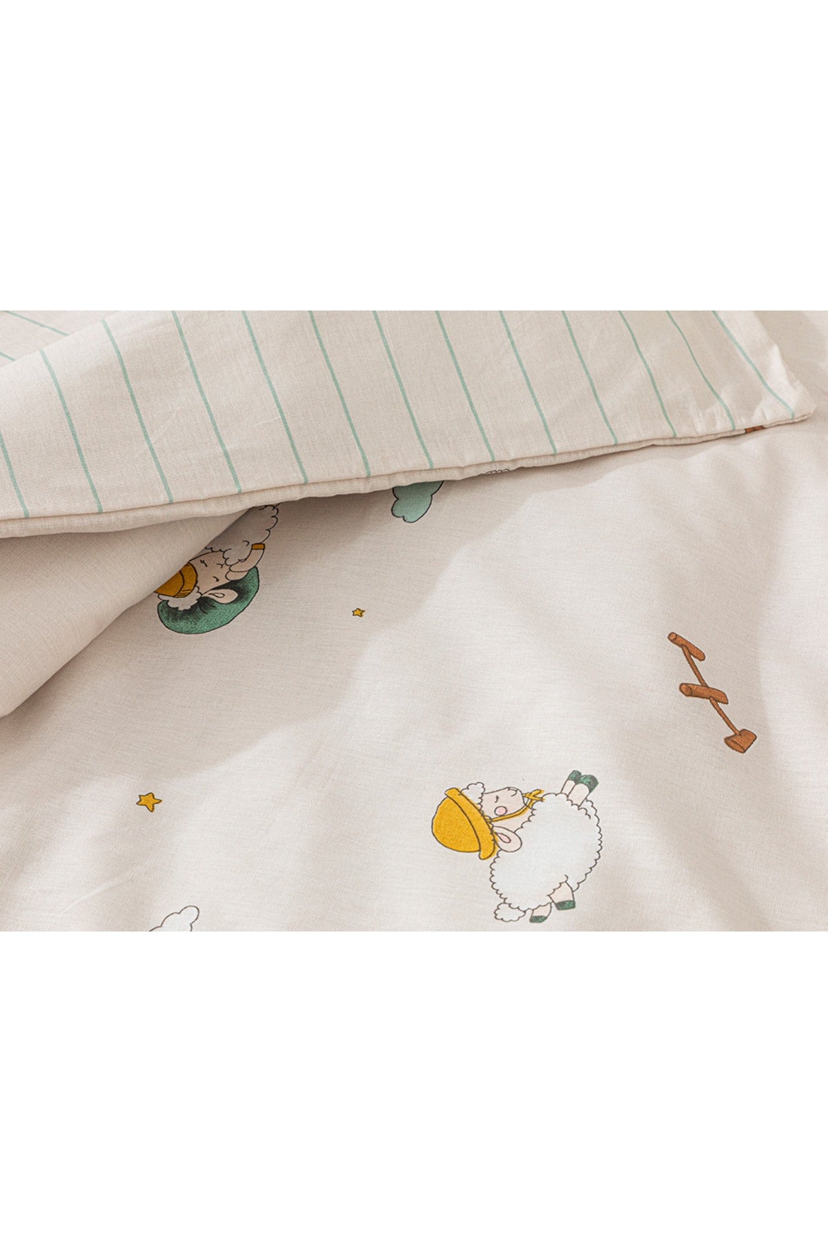 Lamb Cotton Unisex Baby Duvet Cover Set 100X150 Cm Beige
