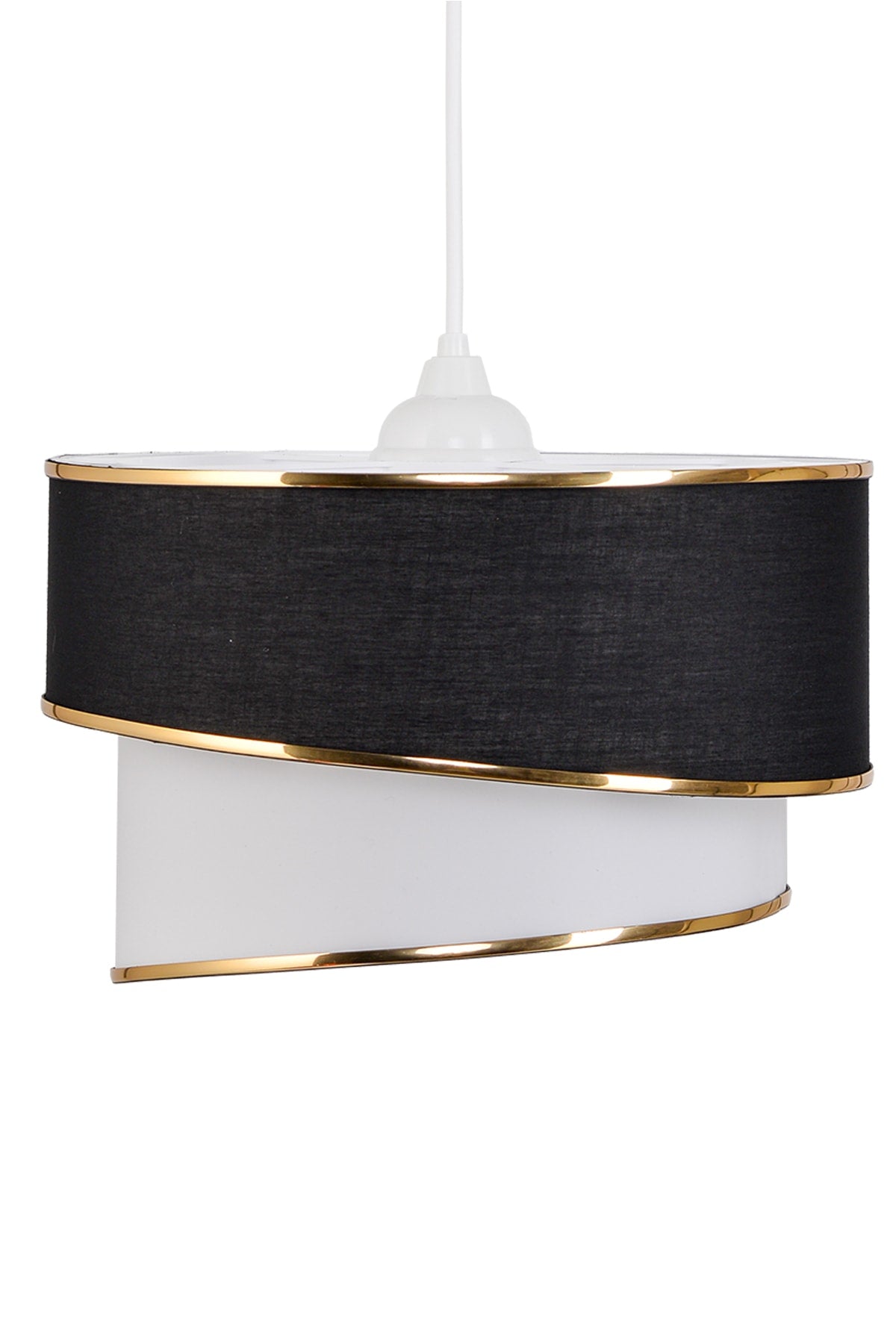 Rüzgar Pasta Single Pendant Lamp Chandelier and Gold Lampshade Set Black