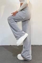 Women's Gray - Regular Fit Cargo Pocket Wide Leg Sweatpants - Swordslife