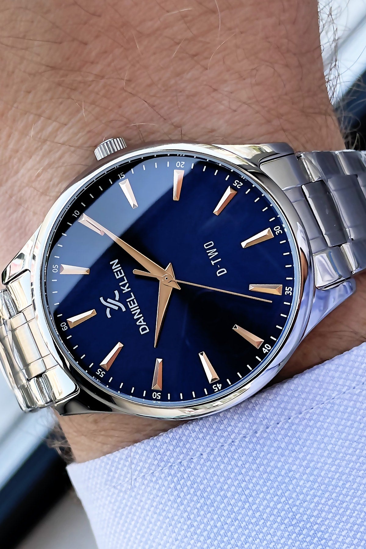 Herren Armbanduhr 3 ATM Wasserdicht Silberfarben Stahlband + Armband Dke2056C5