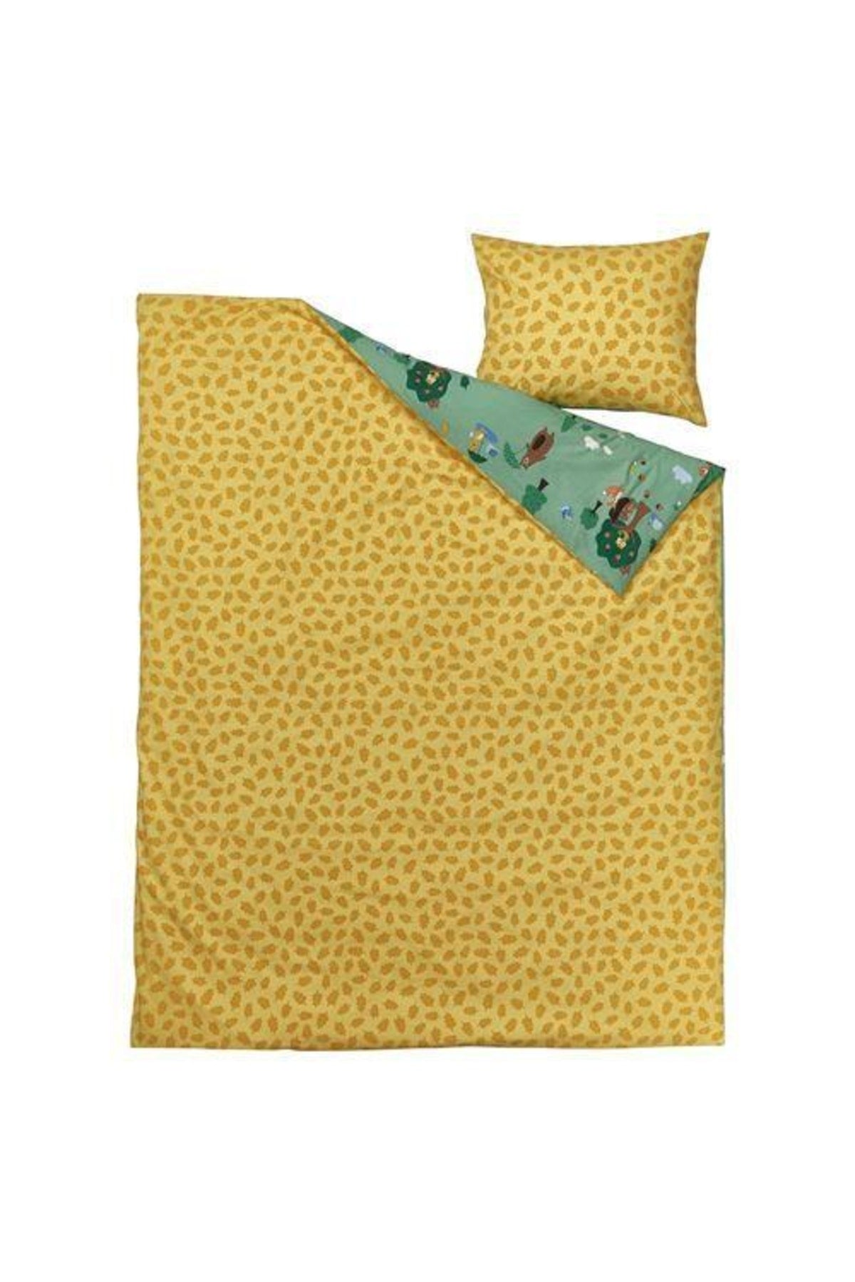 Single Double Sided Kids Duvet Cover Set Animals Jungle Themed Green-Yellow 150