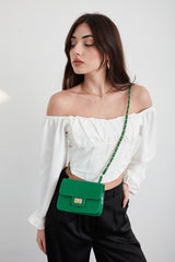 Green Women's Crocodile Patterned Mini Shoulder Bag