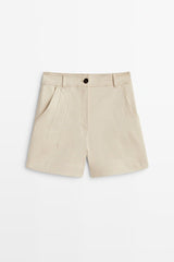 Stitch Detail Cotton Bermuda Shorts - Swordslife