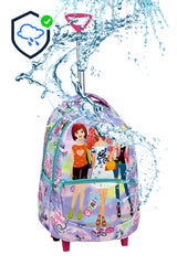 3-pack School Set with Squeegee, Girl Patterned Primary School Bag + Lunch Box + Pencil Holder