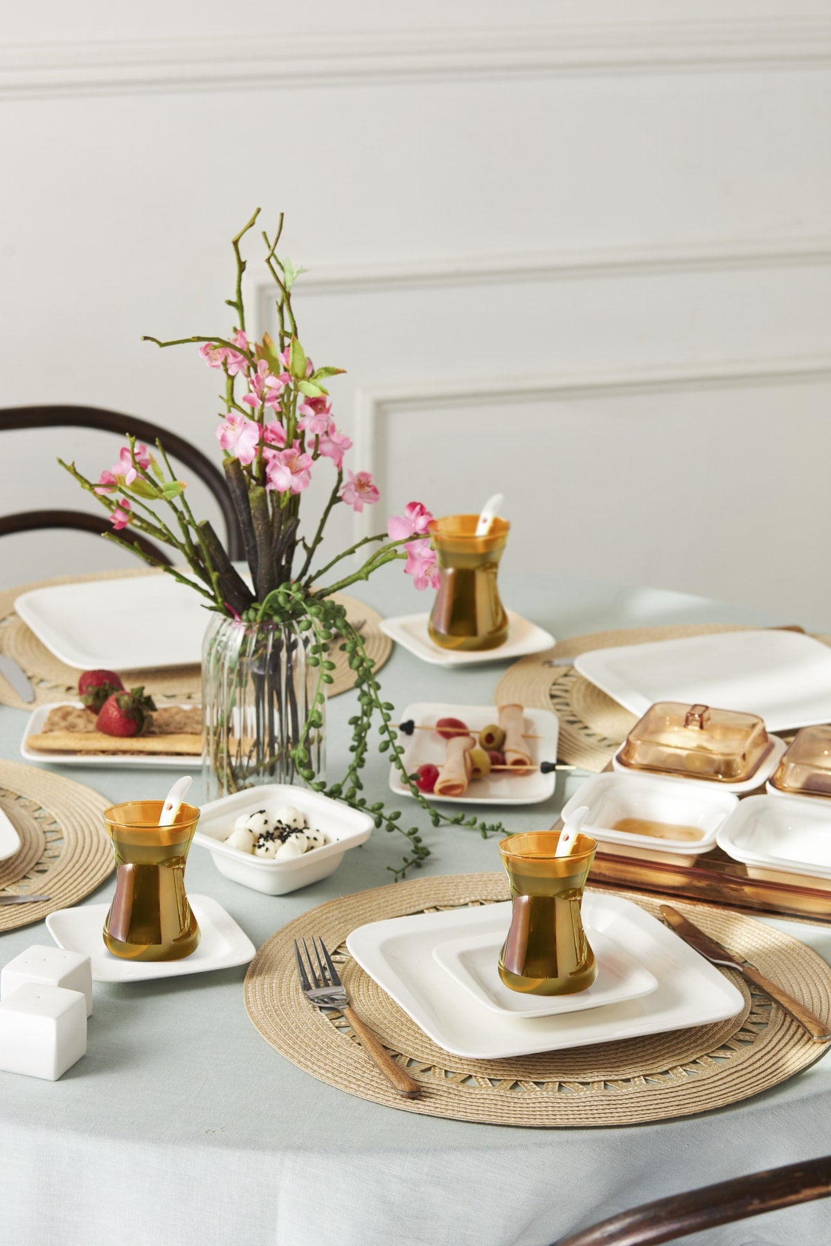 Fabio Amber Porcelain 41 Piece Breakfast/Serving Set For 6 Persons Square