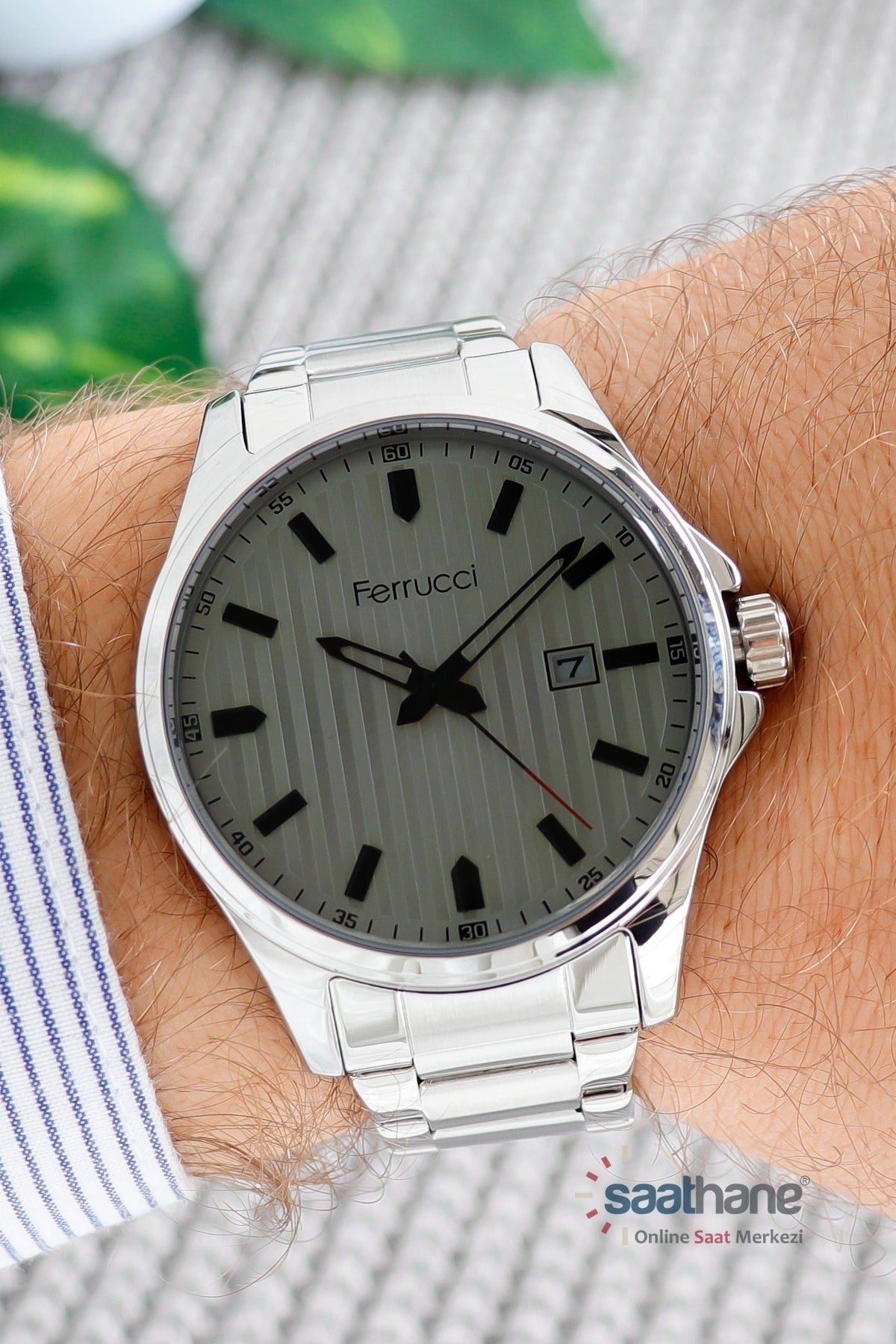 Herren-Armbanduhr mit Kalender aus Stahl 178045