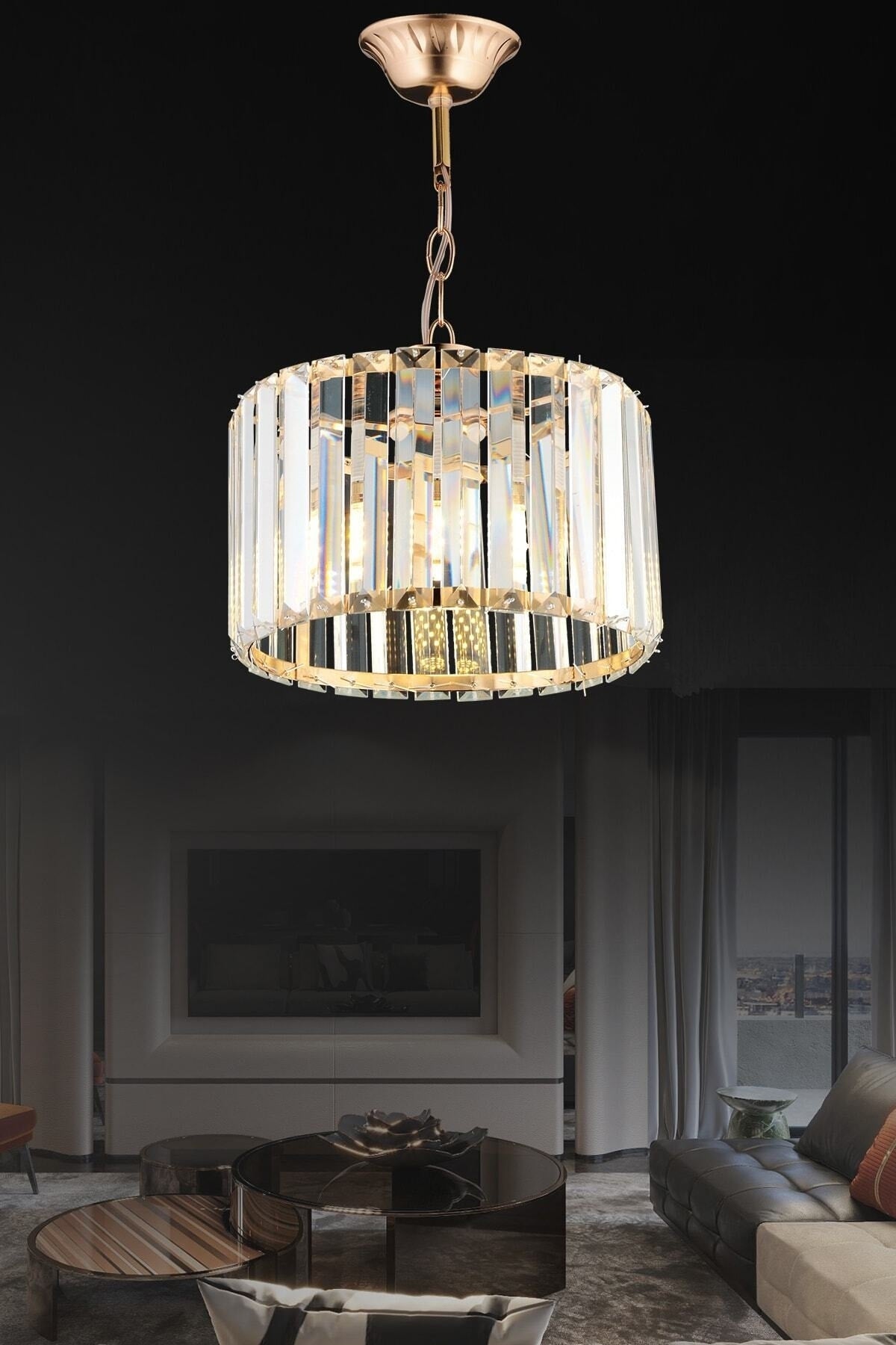 Modern Luxury Crystal Stone Gold 25cm Chandelier