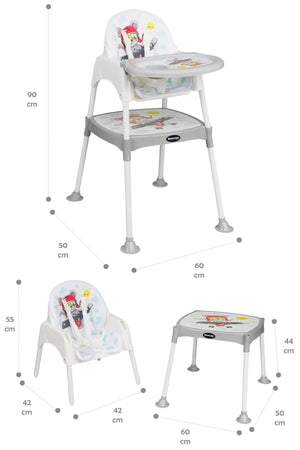 Baby Fütterung 3In1 Schreibtisch Hochstuhl Grau Flugzeug
