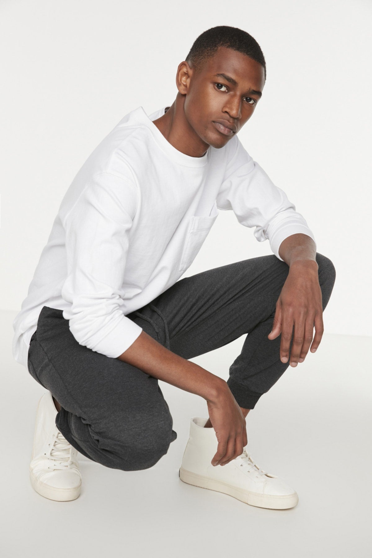 Anthrazit Herren Basic Regular/Normal Cut Elastische Jogger Jogginghose Tmnss20Ea0053