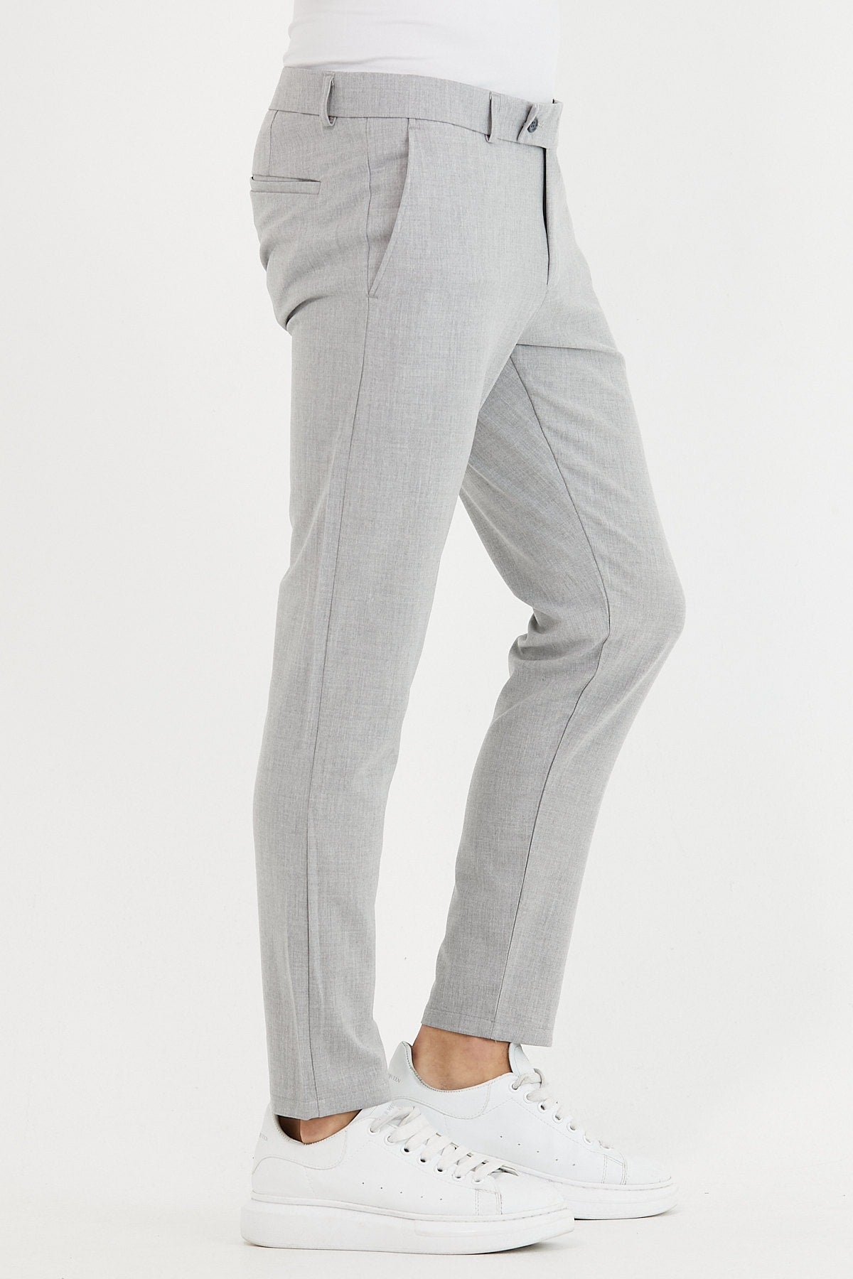  Мужские серые брюки итальянского качества из эластичной лайкры длиной до щиколотки
