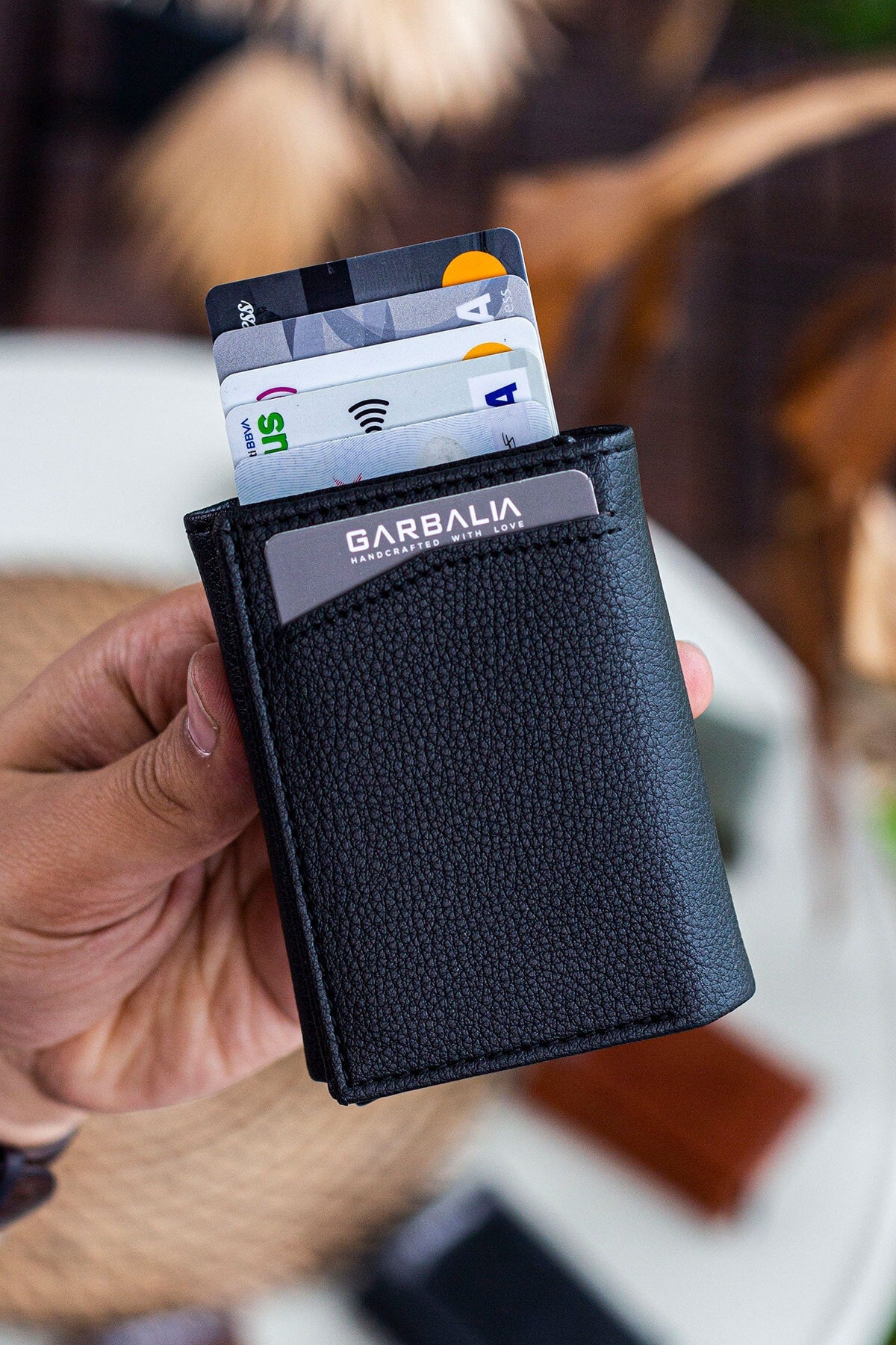 Black Card Holder Wallet with Lyons Mechanism