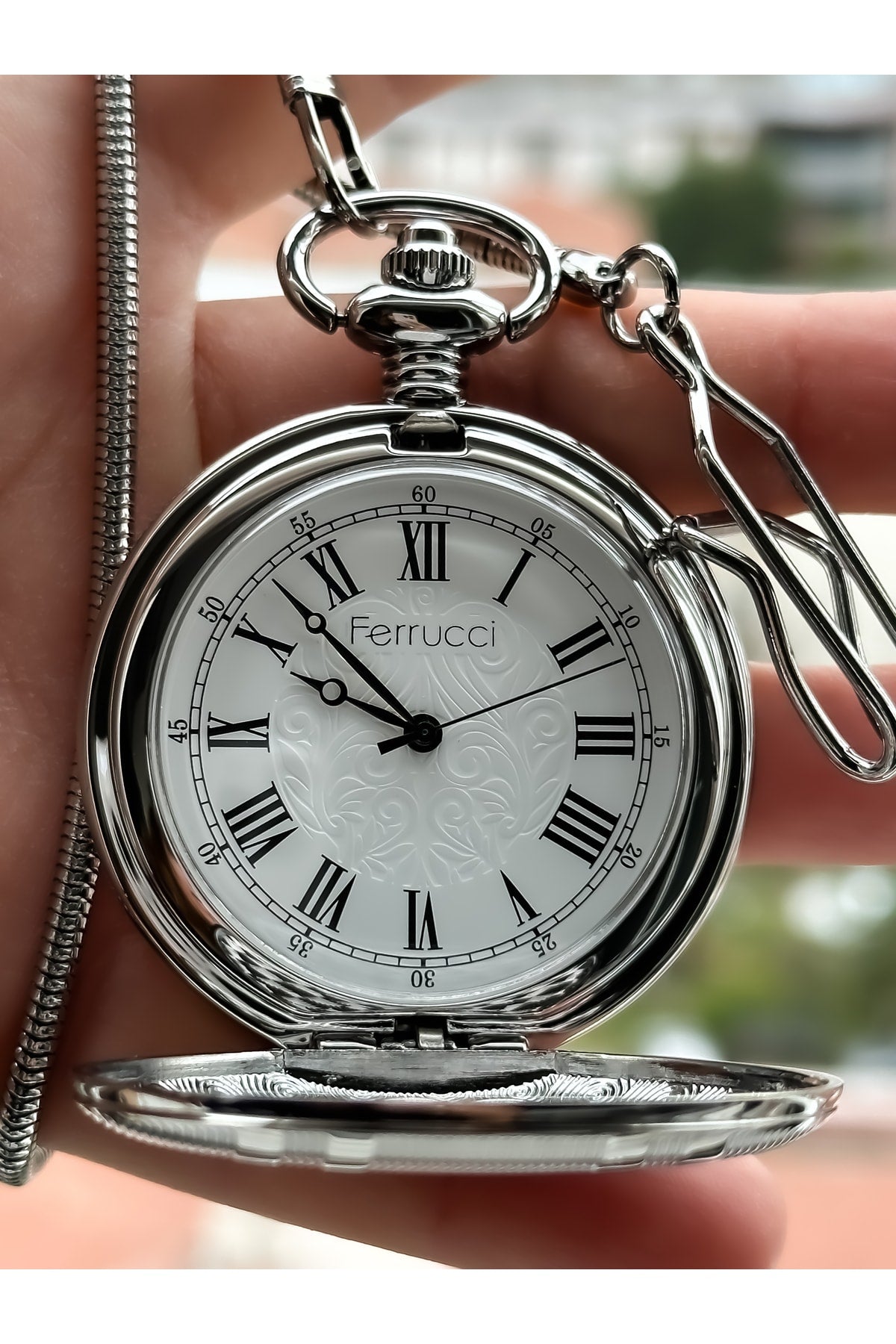 Brand Luxury 2 Years Guaranteed Retro Train Model Roman Numeral Pocket Watch + Rosary, Bracelet
