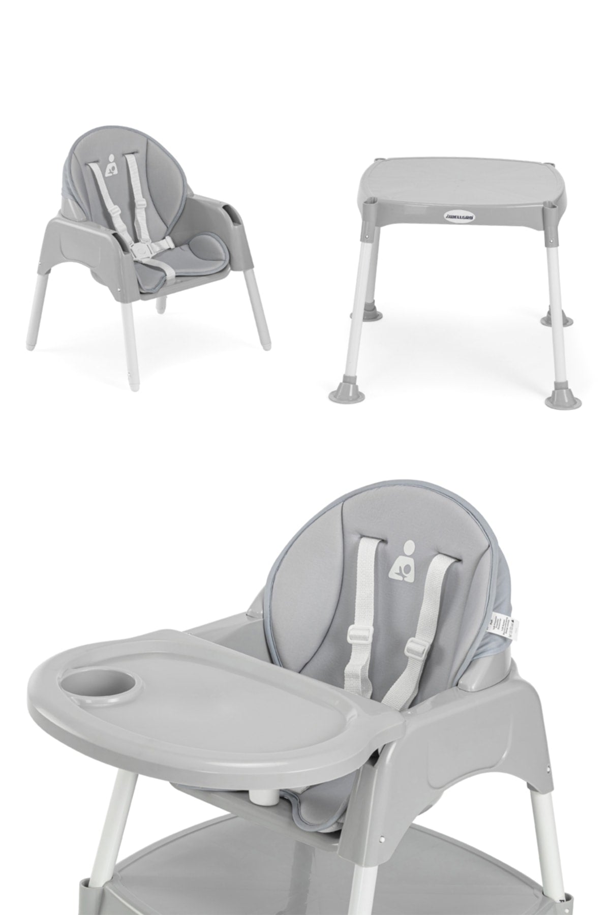 Pretty 3in1 Desk Highchair Gray