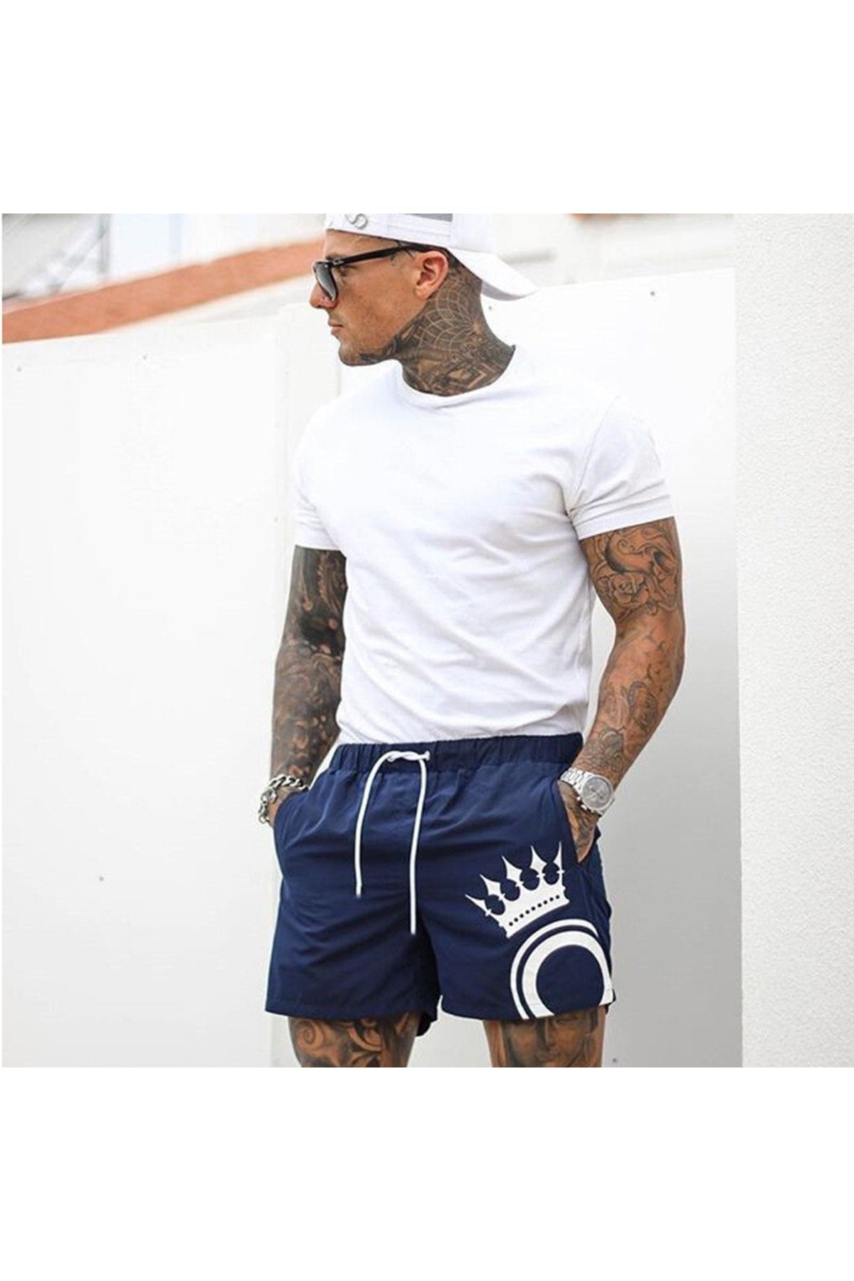 Men'S Printed Standard Size Marine Shorts