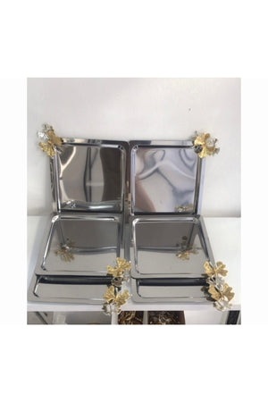 Stainless Steel Square Model 6 Coffee Tray With Butterfly Accessories Luxurious Presentation
